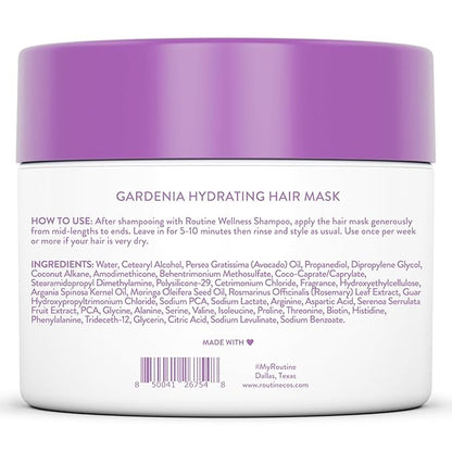 Routine Wellness Deep Conditioning Hair Mask for Dry Damaged Hair - Hydrating, Moisturizing Repair Treatment - Promotes Fullness - Gardenia 8oz