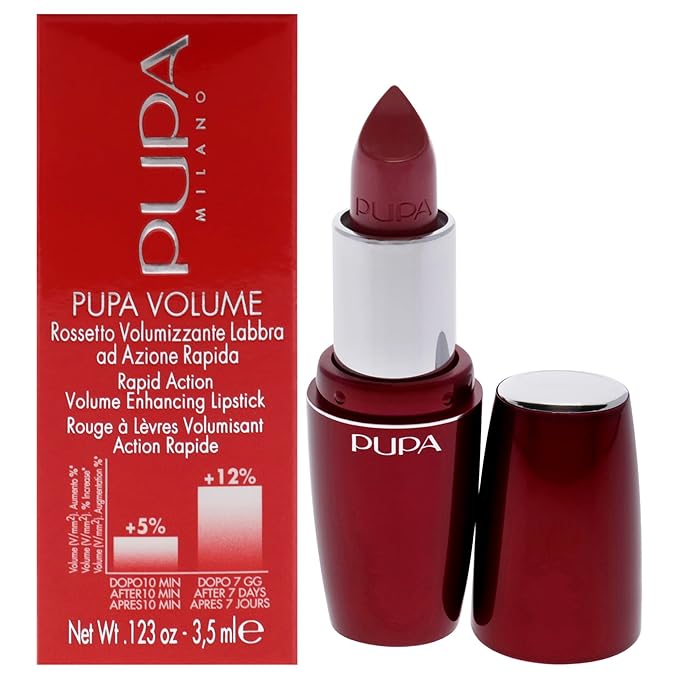 Pupa Milano Volume - Plumping, Hydrating, Cream Formula Lipsticks - Lasting Color That Stays On Lips All Day Long - Lustrous, Flattering Shades For All Skin Complexions - 300 Pink - 0.123 Oz