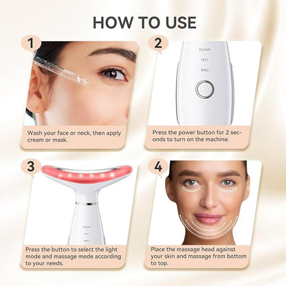 Neck Face Massager, Portable Facial Massager, 3 Modes Face Sculpting Tool, Face Massager Tool for Skin Care, (White)