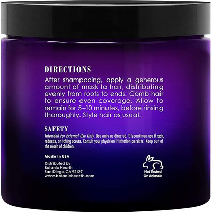 Botanic Hearth Purple Hair Mask for Silver and Blonde Hair – 8 oz – Toning Hair Treatment with Coconut Oil, Bitter Orange, Green Tea & Aloe Vera
