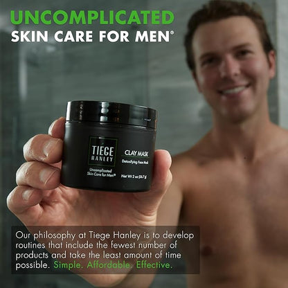 Tiege Hanley Mens Detoxifying Facial Clay Mask, 2 Oz (1-Pack) - Deep Pore Cleansing Charcoal Face Mask with Natural Kaolin Clay Absorbs Excess Oil & Reduces Appearance Pores - Skin Care for Men