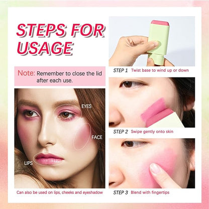 Multi-Use Makeup Blush Stick, Cream Face Blush Makeup Hot Red)