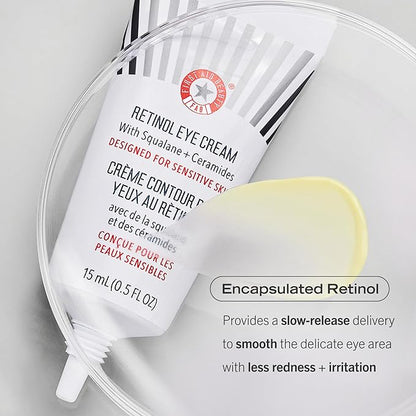First Aid Beauty - Retinol Bundle: 0.3% Retinol Complex Serum with Peptides, 1 oz, & Retinol Eye Cream with Squalane + Ceramides, 0.5 oz, Improves Look of Lines & Wrinkles with Less Irritation, 2ct