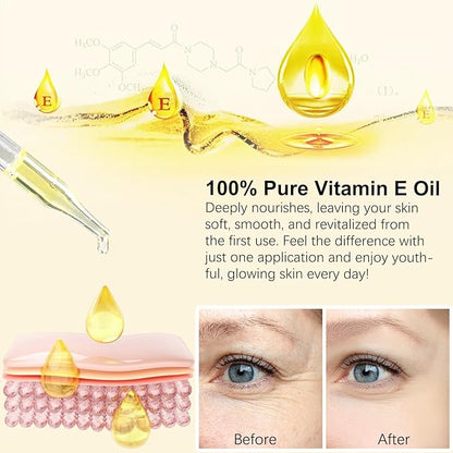 Vitamin E Oil for Skin 75,000 IU – 2 Pack Organic Vitamin E for Face, Hair, Scars, Nails, Ultra-Hydrating Body Oil for Dry Skin Wrinkles,Cold-Pressed, Non-GMO, Organic Skincare Formula –2 Fl Oz