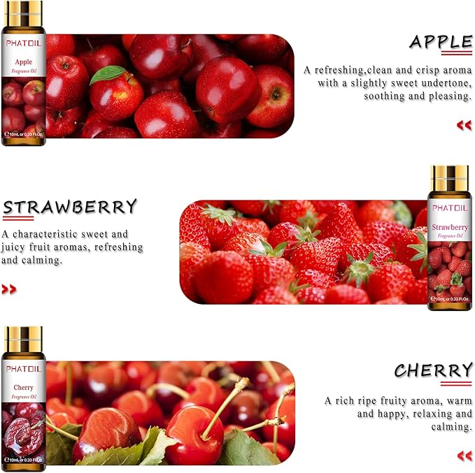 9PCS Fruity Essential Oils Gift Set, 10ml/0.33fl.oz Fragrance Oils for Soap, DIY Candle, Bath Bombs Making, Fruit Scented Oils for Diffusers for Home