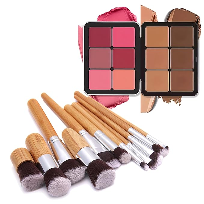 Makeup Blush Palette + Cream Contour Palette Kit,