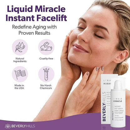 Beverly Hills Instant Facelift Anti Aging Eye Serum Treatment for Dark Circles, Puffy Eyes, Wrinkles, Under Eye Bags, Fine Lines, and Crows Feet | 30mL (120 Days Supply)