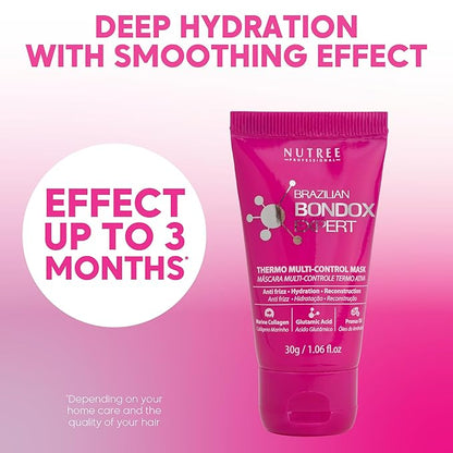 HAIR MASK FOR DAMAGED HAIR BRAZILIAN BONDOX TREATMENT 1.06 oz Thermal Activated Mask for Dry Frizzy Hair | Formaldehyde Free | Results for up to 1-3 months | prunus oil | seaweed collagen