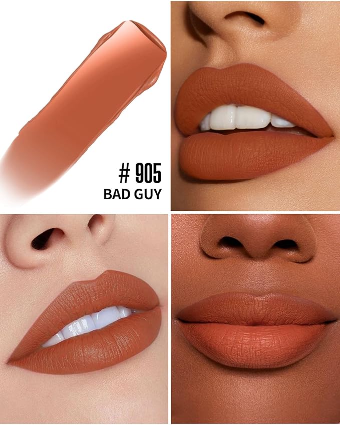 3Pc Matte Liquid Lipsticks, Pink Dark Red Brown Long