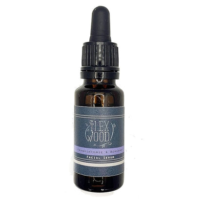 The Ilex Wood - Frankincense and Bergamot Facial Serum - 100% Natural, Vegan, Moisturising for both Men & Women, Cruelty Free, Anti Ageing, Wrinkle and Line Reducing Ingredients - 20ml (0.68 fl oz)