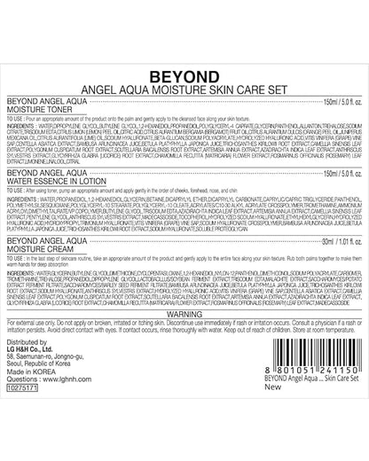 BEYOND Angel Aqua Moisture Skincare Set (11.2fl oz , 3-Piece Set) - Vegan Formula Korean Skin Care for Dry & Rough Skin. Toner & Emulsion. Hyaluronic Acid, Cica, Pantenol