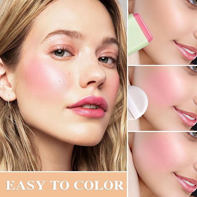 Cream Blush Stick with Brush,Waterproof Multi Cream Blush Skin A