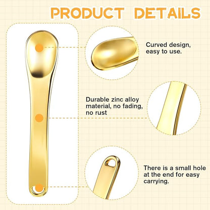 3 Pcs Mini Metal Makeup Spatula Tool, Skincare Spatula, Skin Care Cosmetic Spoon, Metal Cosmetic Spatulas Makeup Applicator Small Scoops Facial Applicator Tool, Reusable Applicator(Gold)