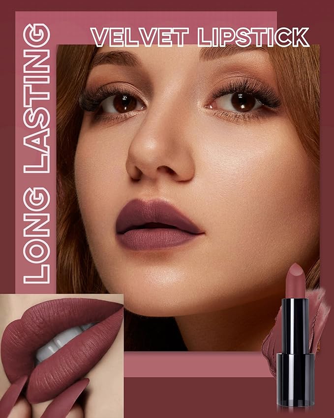 Brown Nude Lipstick Long Lasting for Women, Hydrating Lipstick