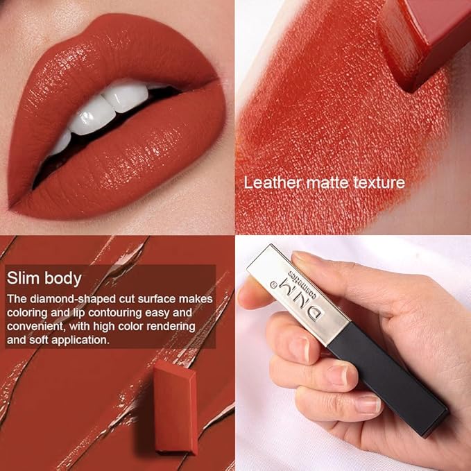 evpct 3Pcs Dark Brown Orange Red Mauve Silky Velvet Matte Lipstick Lip Crayon Set for Women Permanent Waterproof Long Lasting 24 Hour Lipstick labiales matte larga duracion 24 mate 24 horas originales