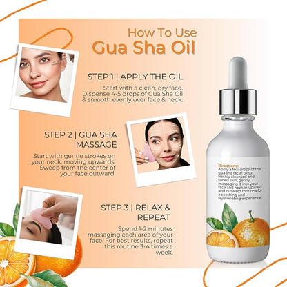 Brookethorne Naturals Gua Sha Oil for Face | Radiant Renewal Facial Oil for Gua Sha Massage & Dermaplaning | 100% Natural Hydrating Face Oil with Jojoba, Rosehip, Argan Oil & AHAs to Firm & Restore