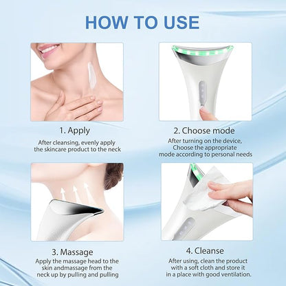 Facial Massager for Face and Neck, Red-Light-Therapy and Vibration Technologies (White)