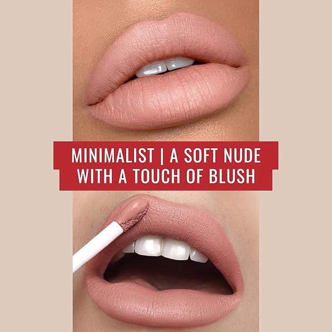 Runway Rogue Velvet Glam Liquid Lipstick, Almost-Matte Soft Nude Lipstick with a Touch of Blush, ‘Minimalist’