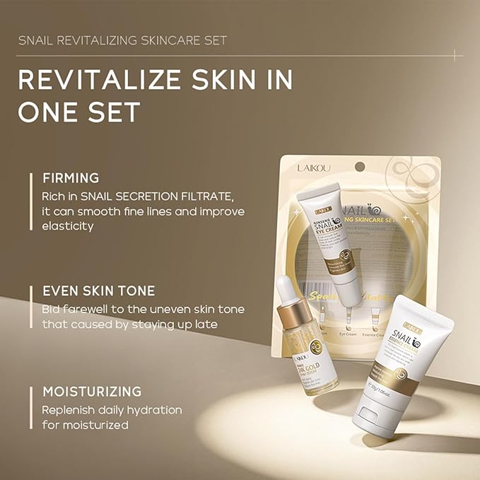Snail Mucin Skin Care Set,Gold Snail Serum,Ginseng