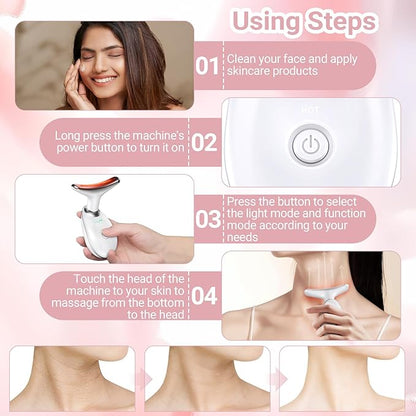 Neck Facial Massager, Light Face Neck Massager for Skin Care, Multifunctional Facial Skincare Tools with Vibration, at Home