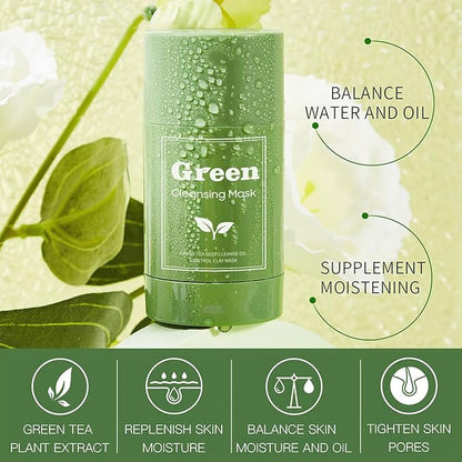 Green Tea Purifying Clay Face Mask, Blackhead Remover With Green Tea Extract, Face Moisturizing，Deep Pore Cleansing for All Skin Types of Men And Women (1 PCS)