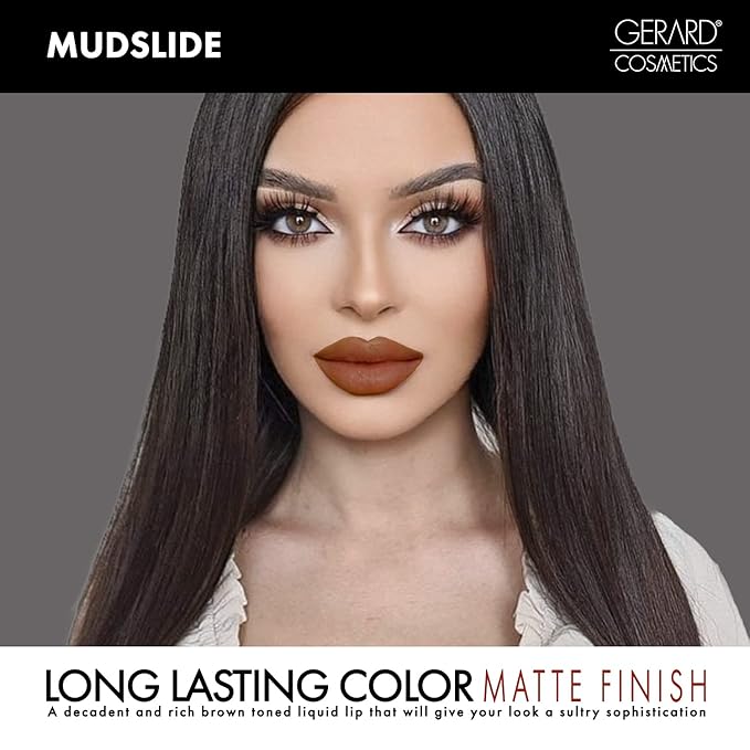 Gerard Cosmetics HydraMatte Liquid Lipstick Mudslide | Brown Lipstick with Matte Finish | Long Lasting and Non-Drying | Super Pigmented Fully Opaque Lip Color