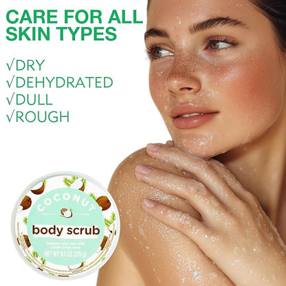 Coconut Sugar Scrub, Coconut Body Scrub, Exfoliating Body Scrub for Smooth and Moisturized Skin, Natural Gifts for Women, 9.52oz