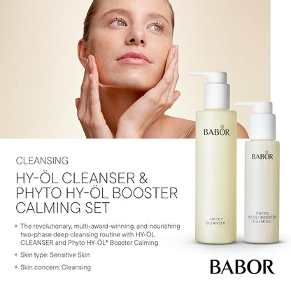 BABOR HY-OL Cleanser & Phyto HY-OL Booster Calming Set, Double Cleansing, Oil Cleanser and Makeup Remover Oil, Soothe & Support Skin Barrier, Sensitive Skin