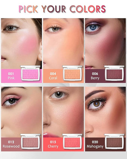 Powder Blush Palette, Matte Powder Makeup Blush for Enhancing -#Coral