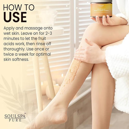 Fruit Acid Body & Foot Scrub - Refreshing Exfoliating Body Scrub for Radiant Skin, 10 oz