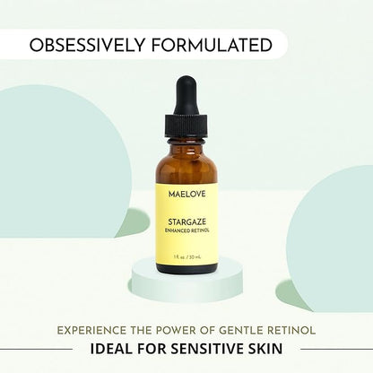 MAELOVE Stargaze Enhanced Retinol Serum, Time-Released 0.25% Retinol for Radiant Skin, Hydrating with Hyaluronic Acid, Niacinamide, Soothing Botanicals, Ideal for Sensitive Skin, USA Made
