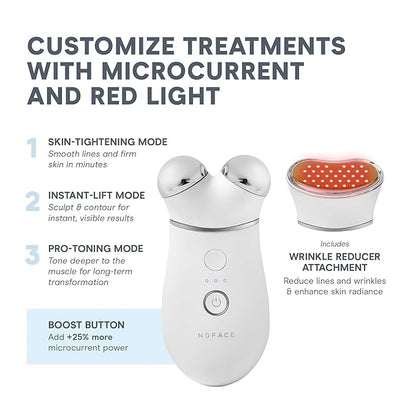NuFACE Trinity+ LED Red Light Wrinkle Reducer Attachment for Microcurrent Facial Device - FDA Cleared at Home 3-Minute Fine Lines and Wrinkles Treatment for Smile Lines, Under Eyes & Forehead