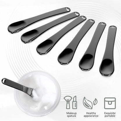 6PCS Mini Metal Makeup Spatula Cosmetic Spoon Tool Reusable Cosmetic Cream Spatulas Skincare Scoop Applicator Facial Massage Beauty Tools for Mixing and Sampling Face Eye Cream Lotions Moisturizers