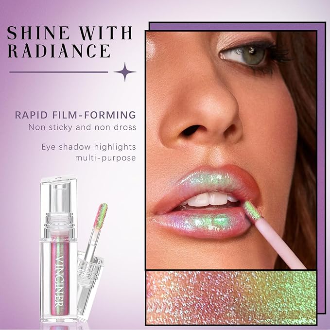 Glitter Chameleon Liquid Lipsticks, Diamond Shimmer Glow Metallic Glitter