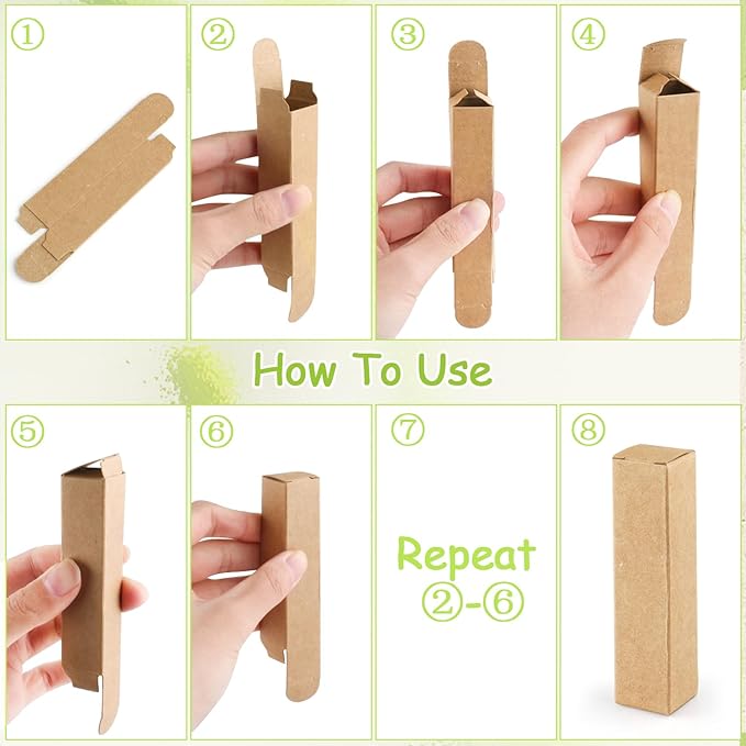 Cositina 100 Pack 0.78 * 0.78 * 3.34 inch Kraft Paper Lipstick Box Rectangle Lip Balm Kraft Boxes Essence Oil Bottle Packaging Organzier for Makeup Sample Tube Storage DIY Gifts - Brown
