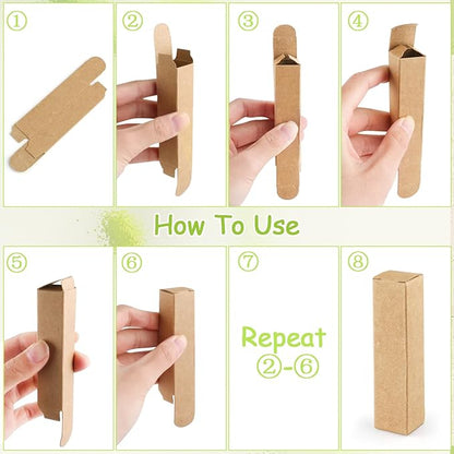 Cositina 100 Pack 0.78 * 0.78 * 3.34 inch Kraft Paper Lipstick Box Rectangle Lip Balm Kraft Boxes Essence Oil Bottle Packaging Organzier for Makeup Sample Tube Storage DIY Gifts - Brown