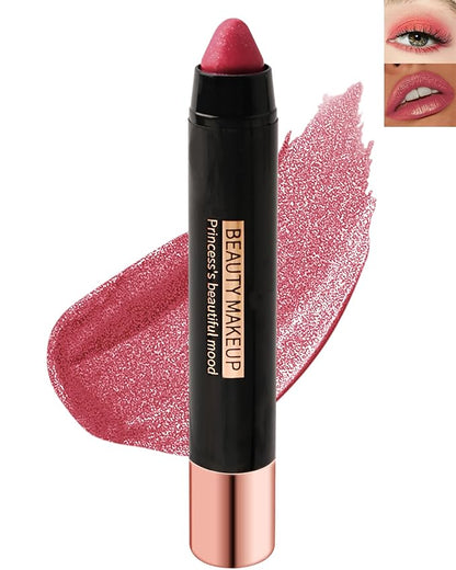 Metallic Diamond Glitter Matte Lipstick Crayon Pencil, Long Lasting Non-Stick Red Shiny Creamy Lip Gloss Lip Liner Pen, Sparkling High Pigment Waterproof Eyeshadow, Shimmer Lip Blam Stain Makeup – 01#