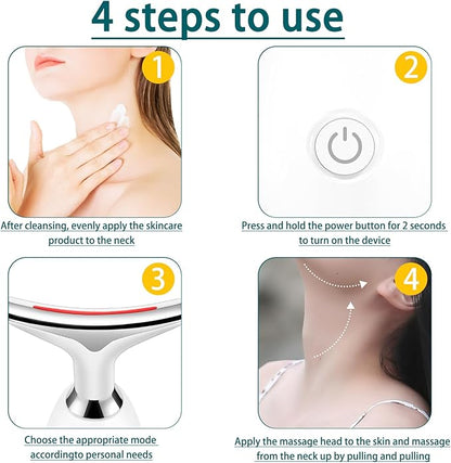 Face and Neck Tool, 7 in 1 Electric Facial Device for Wrinkle Removal at Home Daily Use (White)
