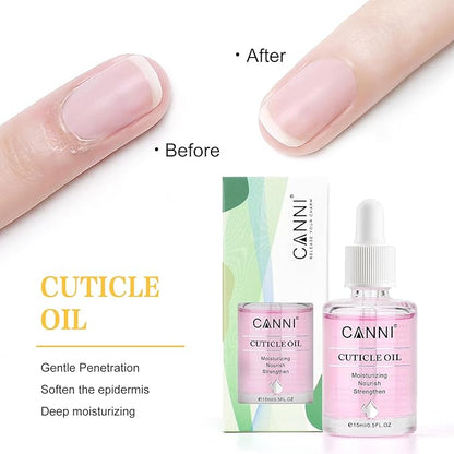 CANNI 15ml Cuticle Oil Nail Oil Cuticle Oil Care for Nail, Moisturizes and Conditions Skin, Stronger Nails Spa and Hand Manicure Essentials for Repaired Thin Nails DIY Home Nail for Women