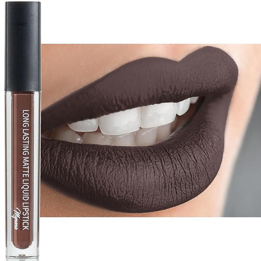 Mynena Dark Brown Long-Lasting Matte Liquid Lipstick | Intense Color, Smudge-Proof & Waterproof | Comfortable, Hydrating Shea Butter | Vegan & Cruelty-Free | Cocoa