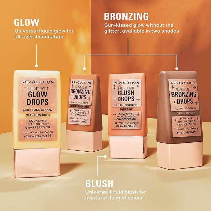 Revolution, Bright Light Blush Drops, Infused with Hyaluronic