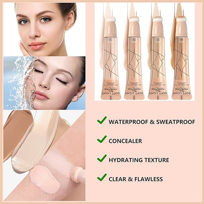 Air Cushion Foundation Beauty Kit,Matte Concealer Foundation Liquid -01 Ivory