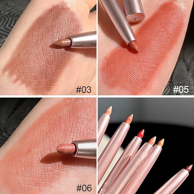 3pcs Matte Brown Retractable Lip Liner Pencil Lipstick Long