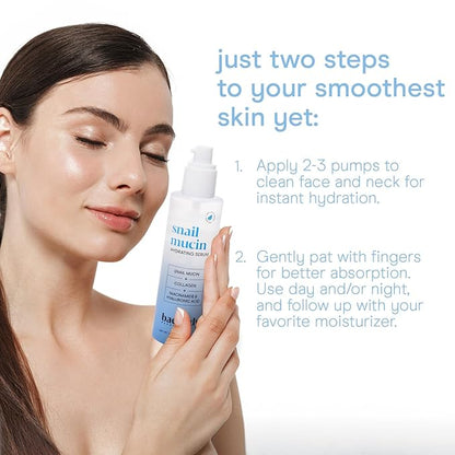 Baebody Snail Mucin Serum Moisturizer 3.38 fl.oz 100ml, Hydrating Serum for Face with Collagen - Snail Mucin Moisturizer for Youthful Smooth Skin