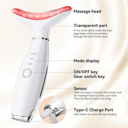 Neck Face Massager, Portable Facial Massager, 3 Modes Face Sculpting Tool, Face Massager Tool for Skin Care, (White)