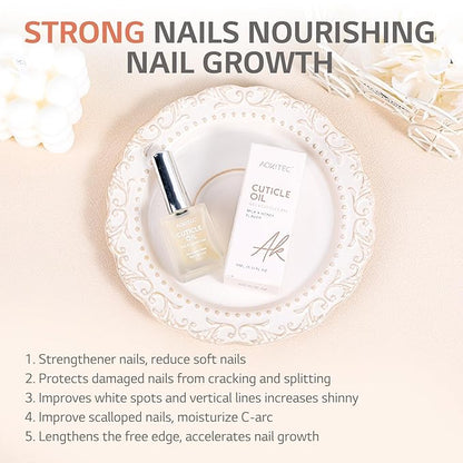 Aokitec Natural Cuticle Oil - Milk & Honey Flavor Cuticle Oil for Nail Growth and Strengthener with Vitamin E Repair Damaged Skin and Thin Nails Moisturizes Cuticle & Overnight Cuticle Softene