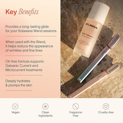 Solawave Red Light Therapy Starter Kit | 4-in-1 Radiant Renewal Wand, Serum and Refill Bundle | Anti-Aging Facial Device with Skin Therapy Activating Serum for Microcurrent and Galvanic Current