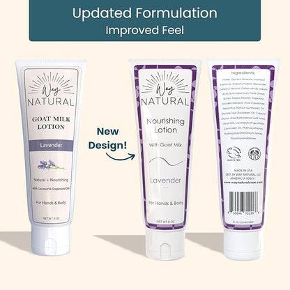 Goat Milk Lotion, Lavender (8oz) - Natural Hand & Body Lotion - Dry Skin Relief, USA Made - Goat Milk Hand Cream for Women & Men - w/Shea Butter & Aloe