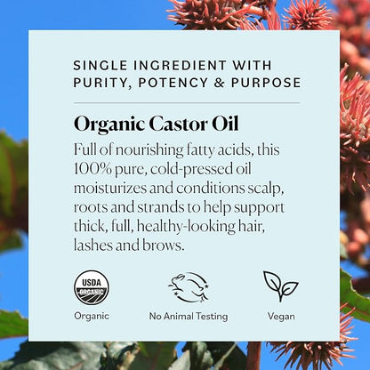 Sky Organics Organic Castor Oil Eyelash & Brow Serum, Hexane-Free Conditioning Oil that Promotes Fuller Looking Lashes & Eye Brows, 100% Pure & Cold-Pressed 1 fl. Oz. / 30 ml w ebook
