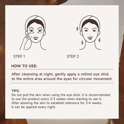 AKARY Retinol Eye Cream for Dark Circles and Puffiness, Skincare Under Eye Cream Eye Stick Reduce Wrinkles and Fine Lines, Skin Tightening Cream Moisturizing Treatment Cream Smooth and Hydrate Eye Area, Suitable for Sensitive Skin, 0.24oz